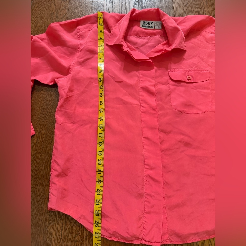 Vintage 90’s 100% Silk Long Sleeve Hidden Button Down Blouse Orange Size 10 - Picture 7 of 7